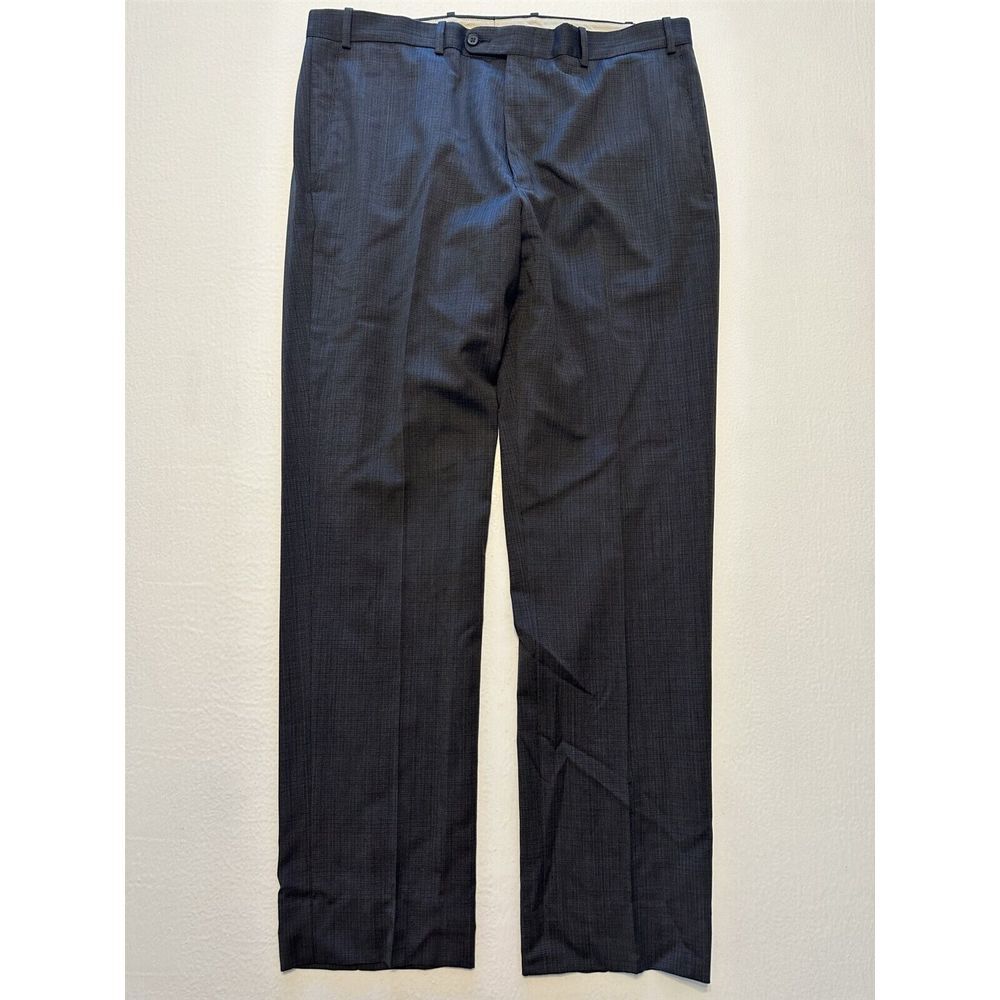 di‎ Milano 38 x 34 Gray Micro Check 100% Wool Flat Front Torino Dress Pants